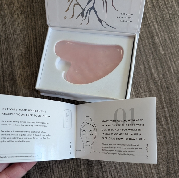 Mount Lai Rose Quartz Gua Sha Facial Lifting Tool - Picture 3 of 5